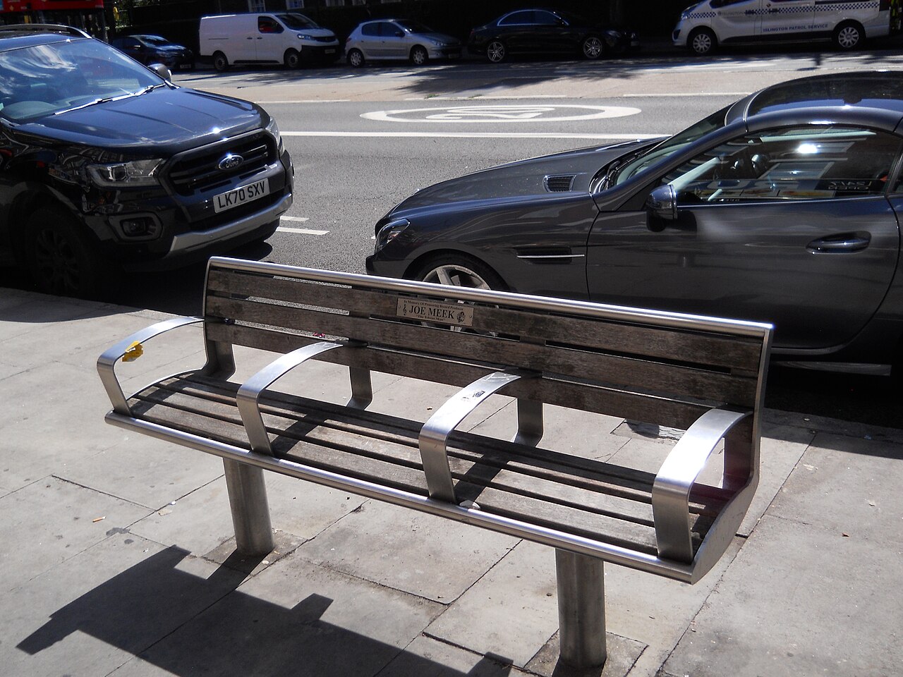 Joe Meek seat, Holloway Road, North London