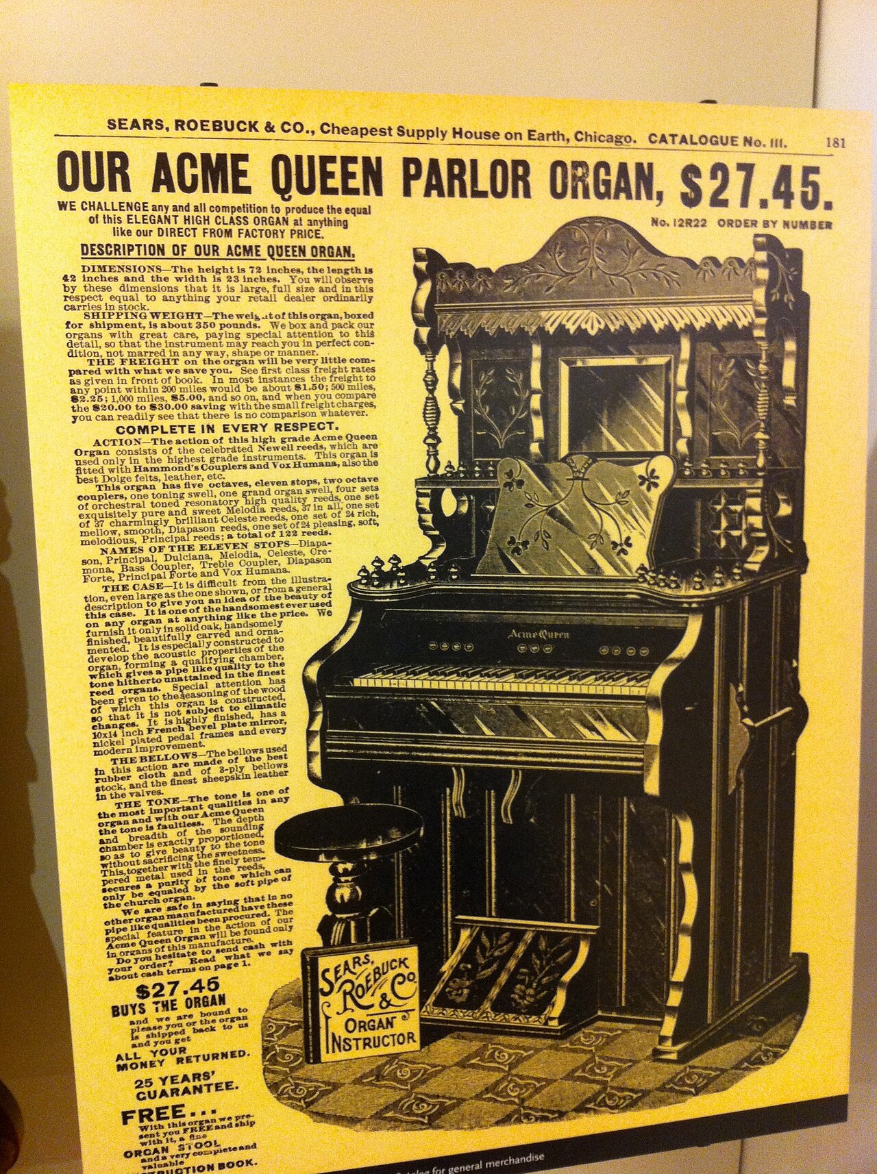 Acme Queen Parlor Organ, $27.45 at c.1902 Sears Roebuck Catalog, MIM PHX.jpg